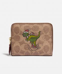 Coach Boxed Small Zip Around Wallet In Signature Canvas With Rexy (2)